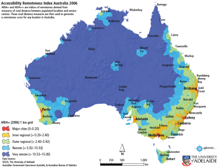 Remoteness map of Australia